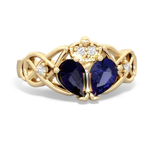 lab sapphire-sapphire claddagh ring