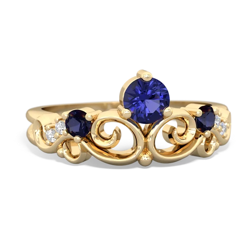 lab sapphire-sapphire crown keepsake ring