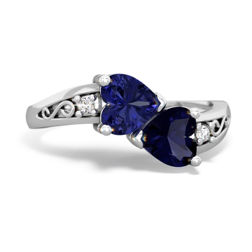 lab sapphire-sapphire filligree ring