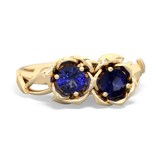 lab sapphire-sapphire roses ring