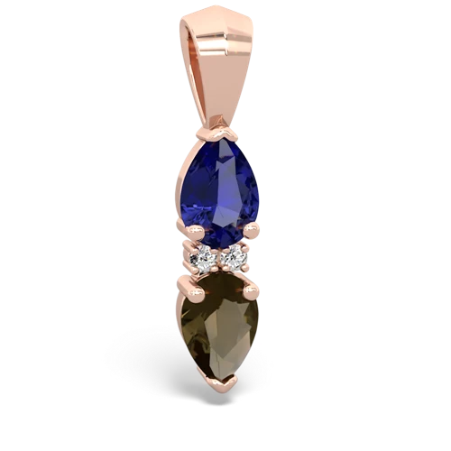 lab sapphire-smoky quartz bowtie pendant