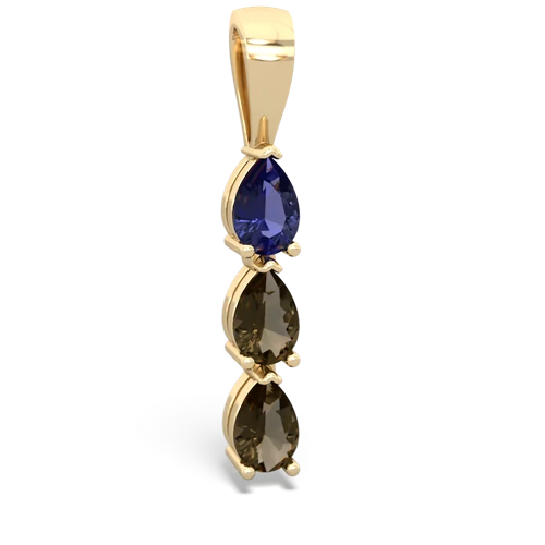 lab sapphire-smoky quartz three stone pendant