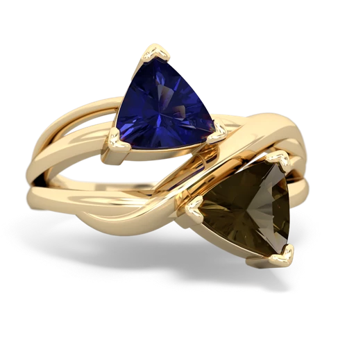 lab sapphire-smoky quartz filligree ring