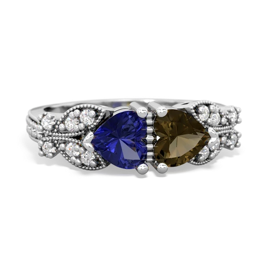 lab sapphire-smoky quartz keepsake butterfly ring