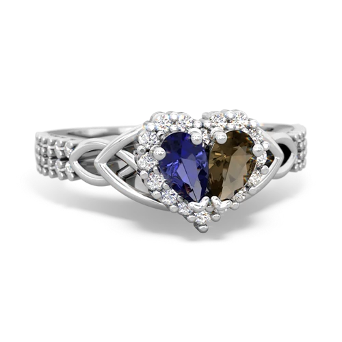 lab sapphire-smoky quartz keepsake engagement ring