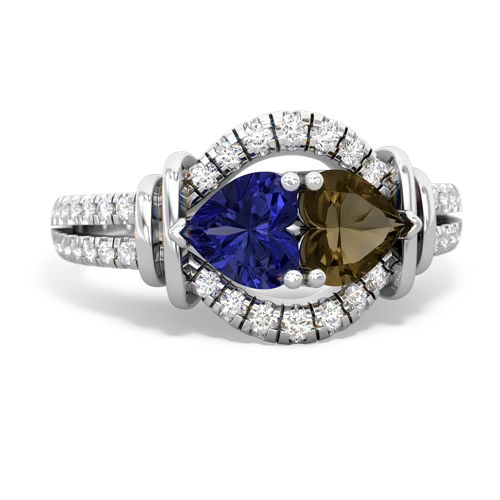 lab sapphire-smoky quartz pave keepsake ring