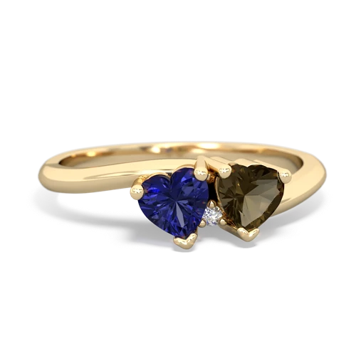 lab sapphire-smoky quartz sweethearts promise ring