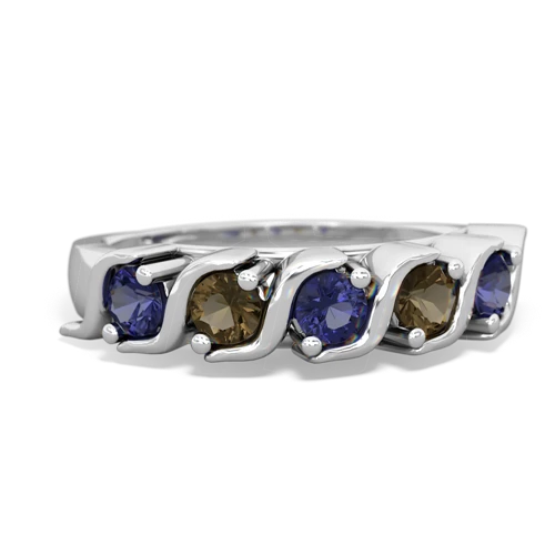 lab sapphire-smoky quartz timeless ring