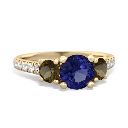 lab sapphire-smoky quartz trellis pave ring