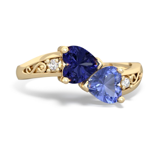 lab sapphire-tanzanite filligree ring