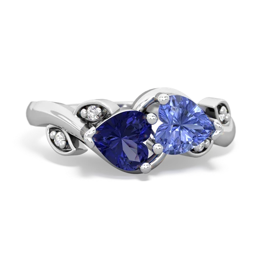 lab sapphire-tanzanite floral keepsake ring