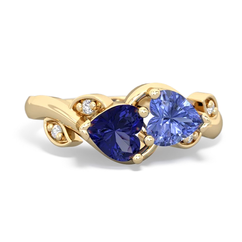 lab sapphire-tanzanite floral keepsake ring