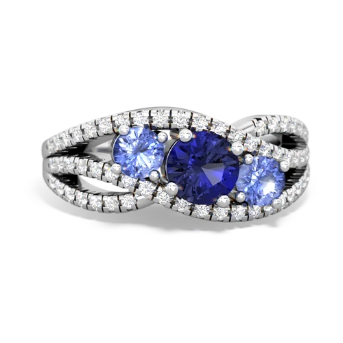 lab sapphire-tanzanite three stone pave ring