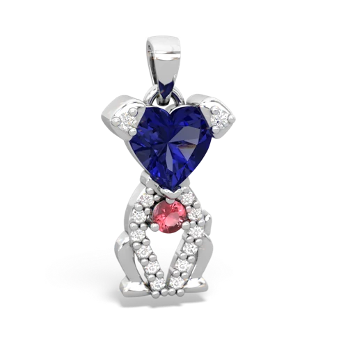 lab sapphire-tourmaline birthstone puppy pendant