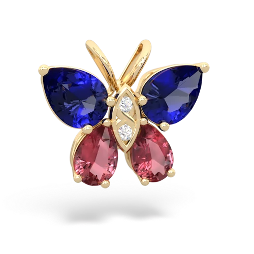 lab sapphire-tourmaline butterfly pendant