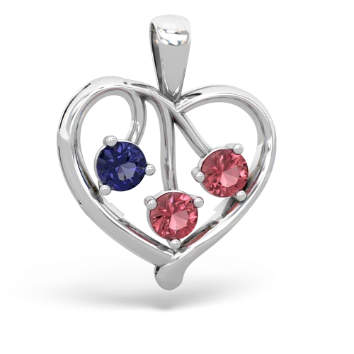 lab sapphire-tourmaline love heart pendant