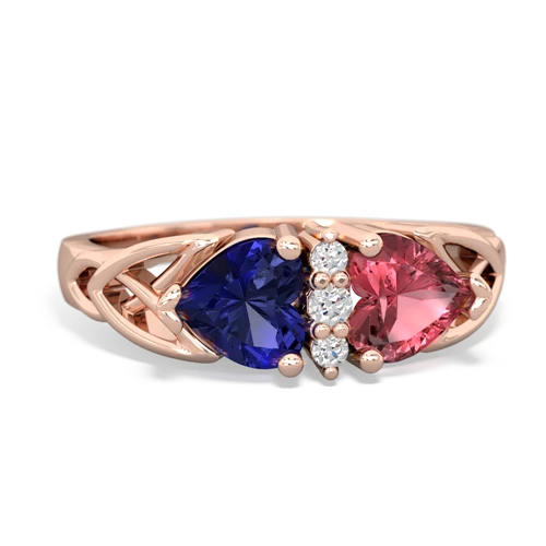 lab sapphire-tourmaline celtic ring