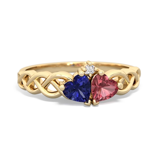 lab sapphire-tourmaline celtic braid ring