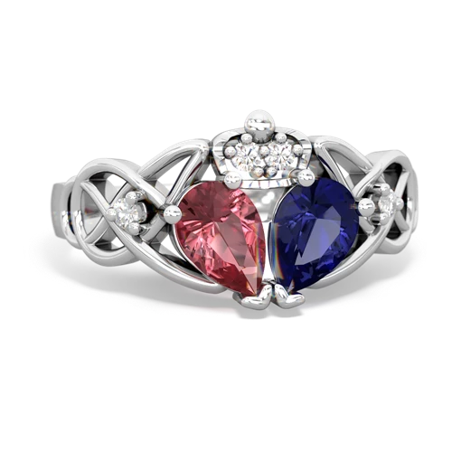 lab sapphire-tourmaline claddagh ring