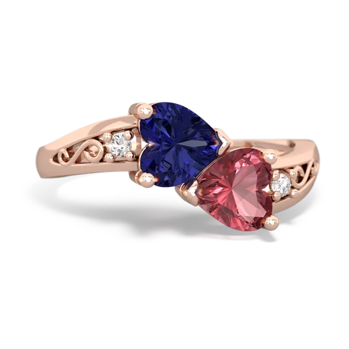 lab sapphire-tourmaline filligree ring