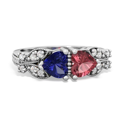 lab sapphire-tourmaline keepsake butterfly ring