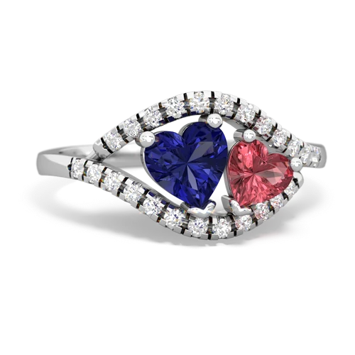 lab sapphire-tourmaline mother child ring