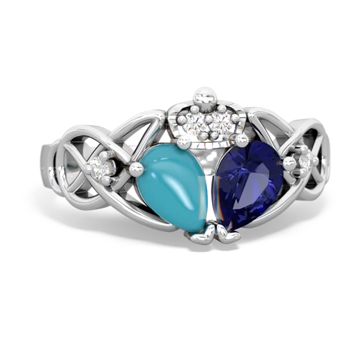 lab sapphire-turquoise claddagh ring