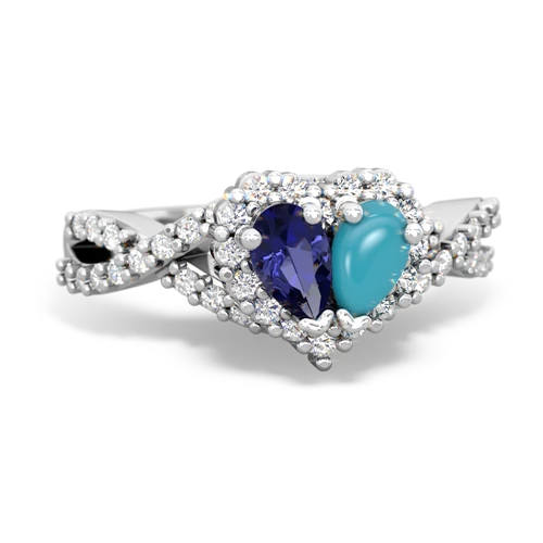 lab sapphire-turquoise engagement ring