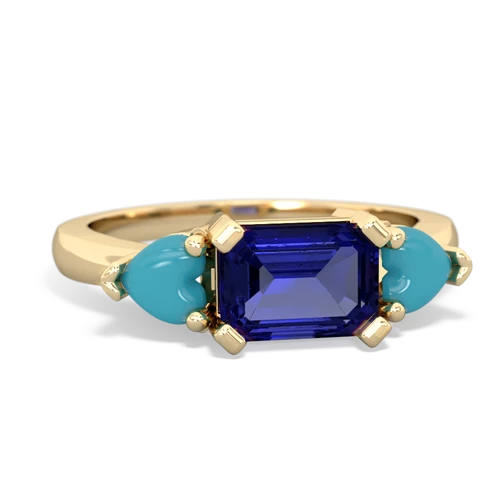 lab sapphire-turquoise timeless ring