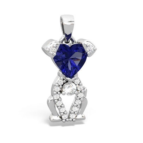 lab sapphire-white topaz birthstone puppy pendant