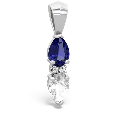 lab sapphire-white topaz bowtie pendant