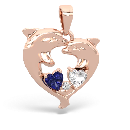 lab sapphire-white topaz dolphins pendant