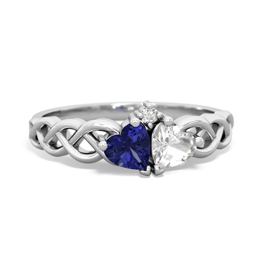 lab sapphire-white topaz celtic braid ring