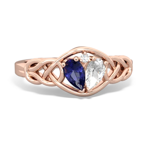 lab sapphire-white topaz celtic knot ring