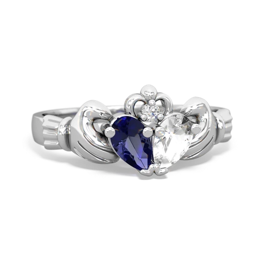 lab sapphire-white topaz claddagh ring