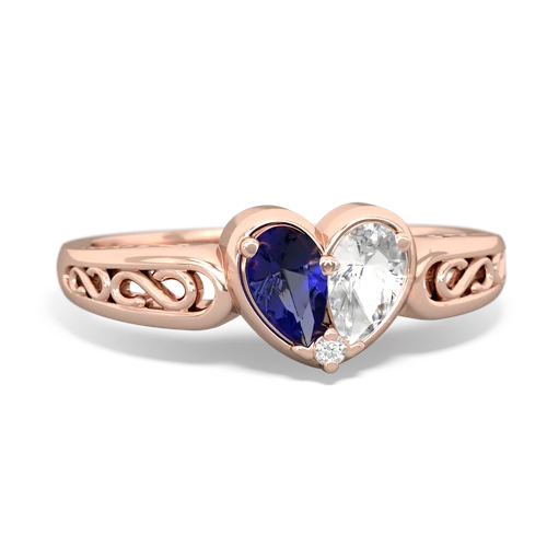 lab sapphire-white topaz filligree ring