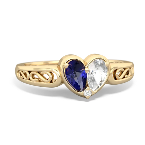 lab sapphire-white topaz filligree ring