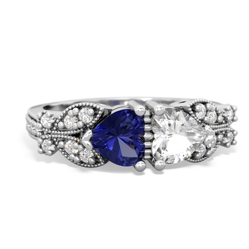 lab sapphire-white topaz keepsake butterfly ring