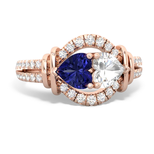 lab sapphire-white topaz pave keepsake ring