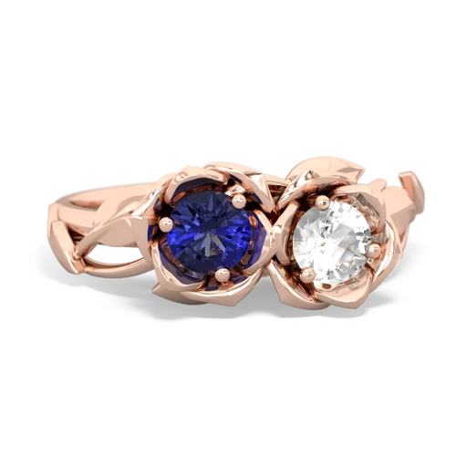 lab sapphire-white topaz roses ring