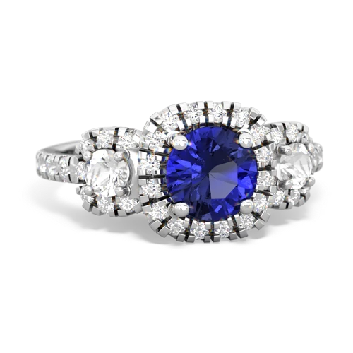 lab sapphire-white topaz three stone regal ring