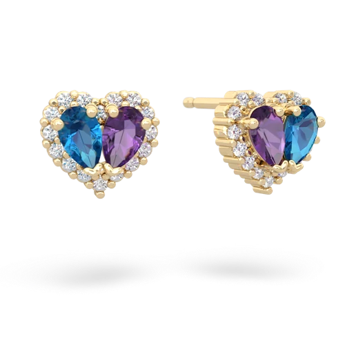 london topaz-amethyst halo-heart earrings