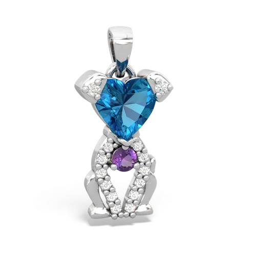 london topaz-amethyst birthstone puppy pendant