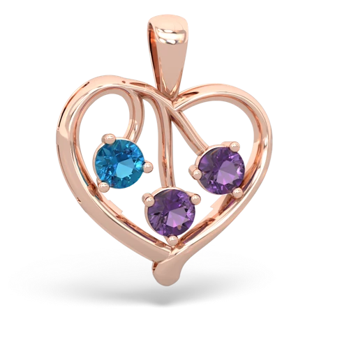 london topaz-amethyst love heart pendant