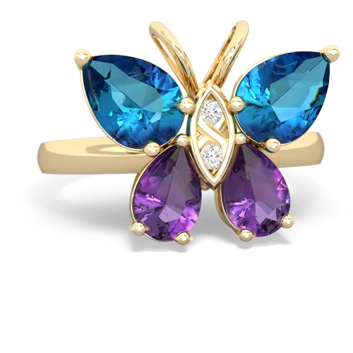 london topaz-amethyst butterfly ring