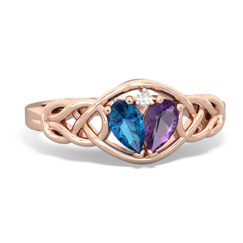 london topaz-amethyst celtic knot ring