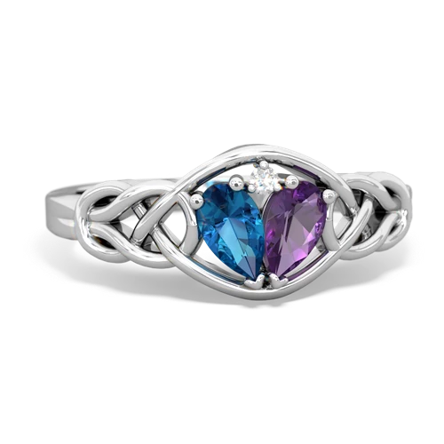 london topaz-amethyst celtic knot ring