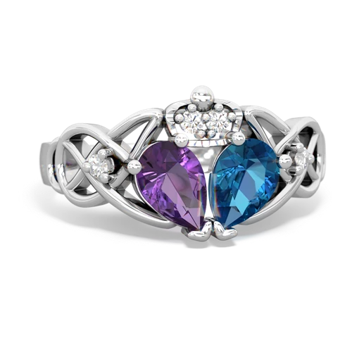 london topaz-amethyst claddagh ring