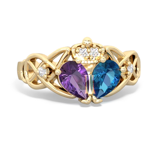 london topaz-amethyst claddagh ring