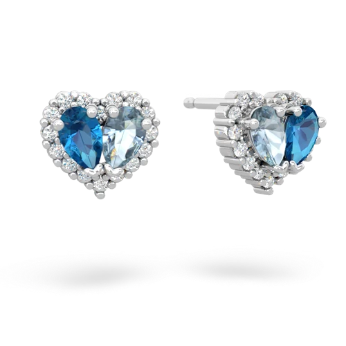 london topaz-aquamarine halo-heart earrings